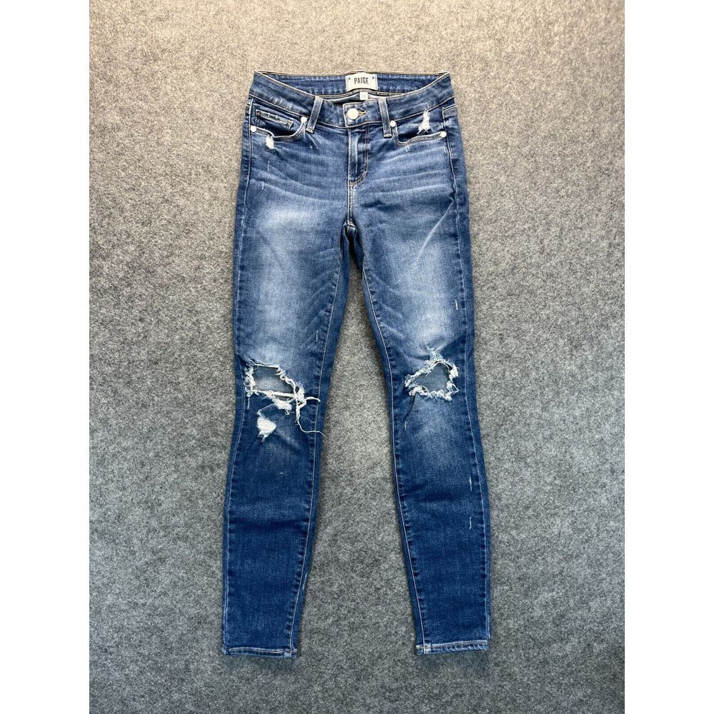 Paige Jeans Women's 25 Verdugo Ankle Skinny Blue Distressed Stretch‎ Denim